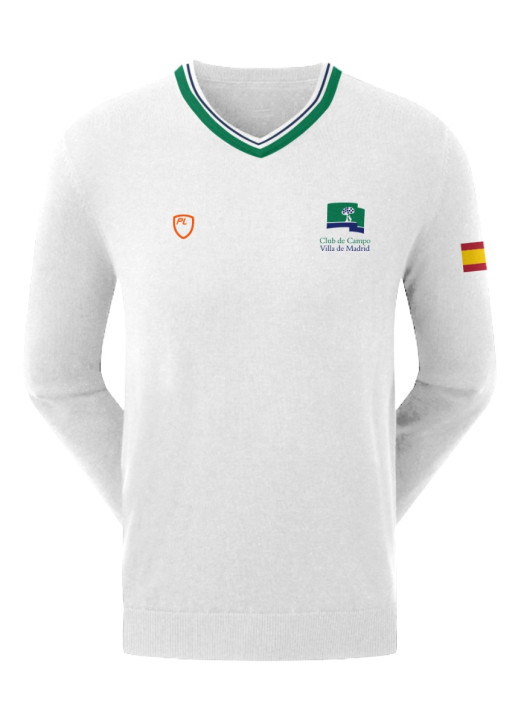 Senior V-Neck Jumper White